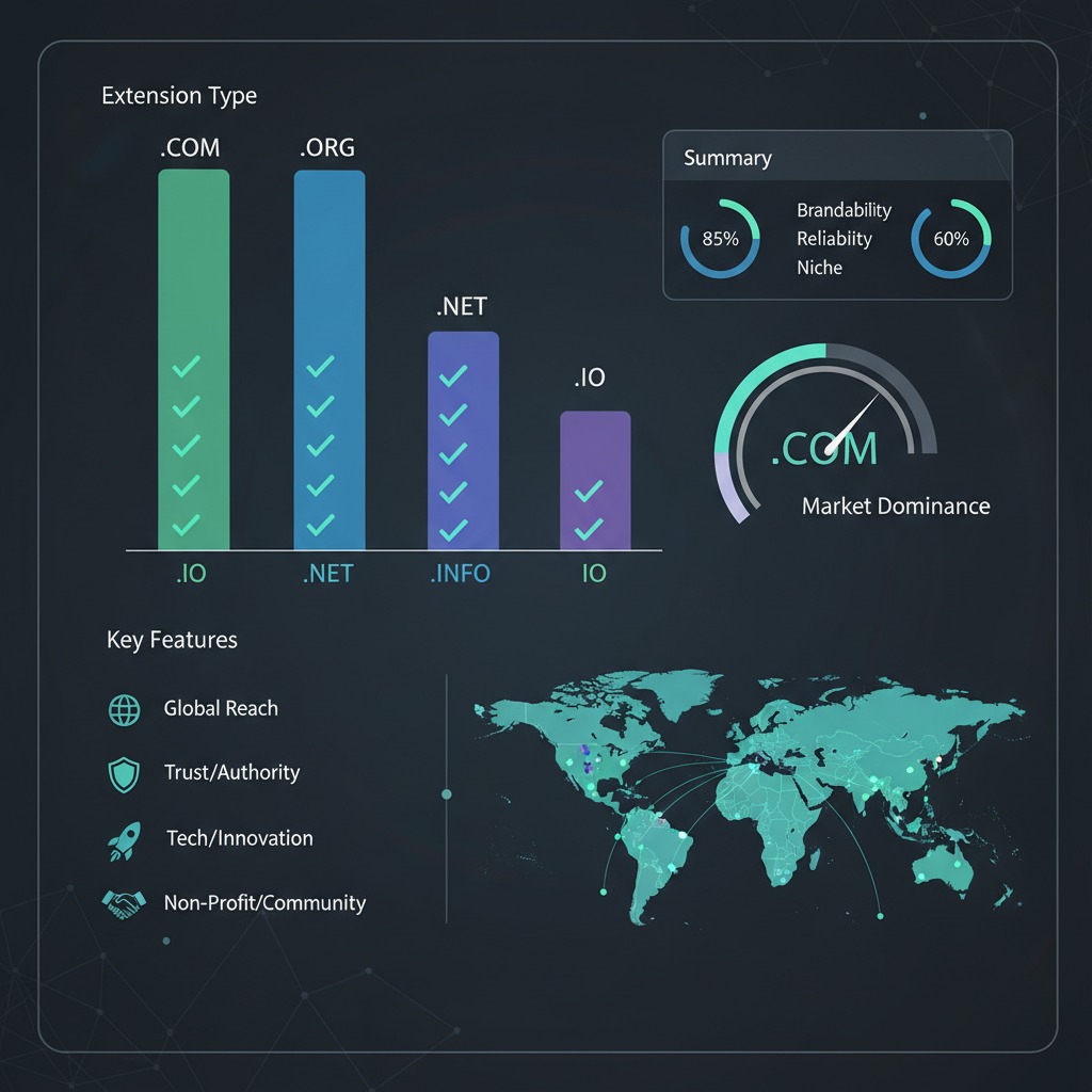 Chart comparing popular domain extensions and their typical costs