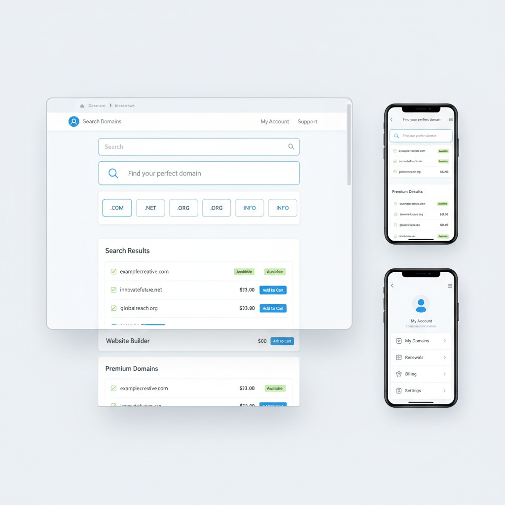 Searching for a domain name on a registrar website