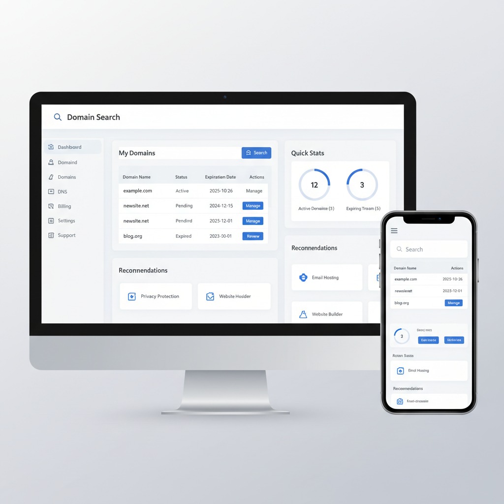 Domain management dashboard showing DNS settings