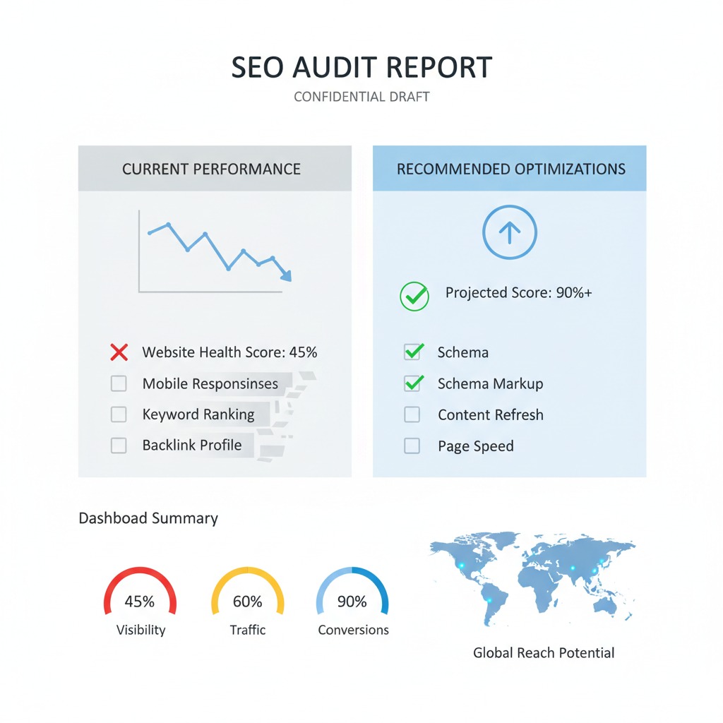 Example of a misleading SEO audit report with exaggerated error warnings