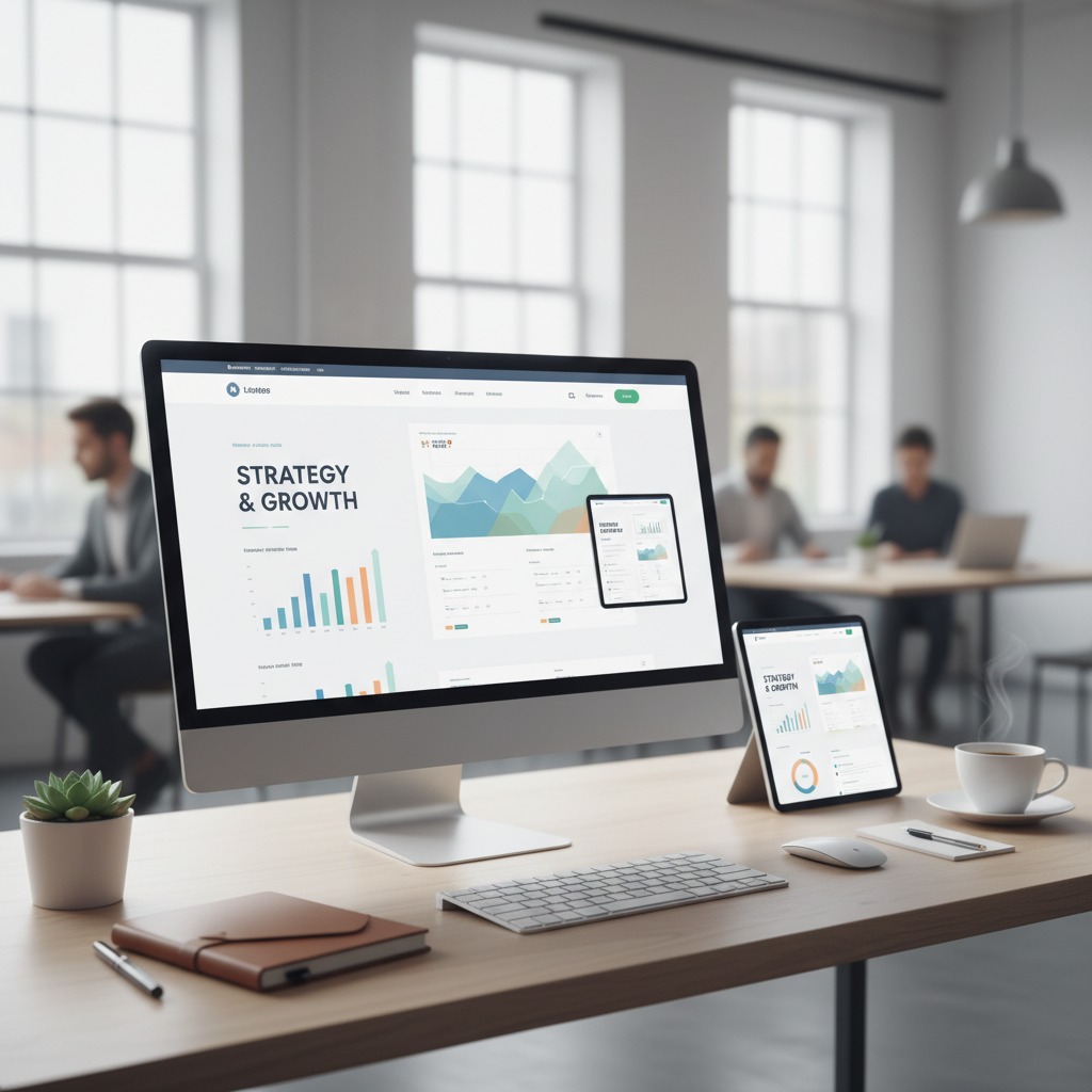 Small business owner working on laptop at their shop