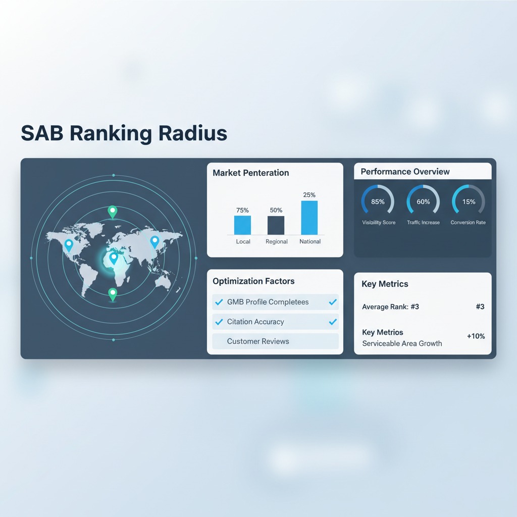 Illustration showing how ranking strength decreases with distance from a service area business location