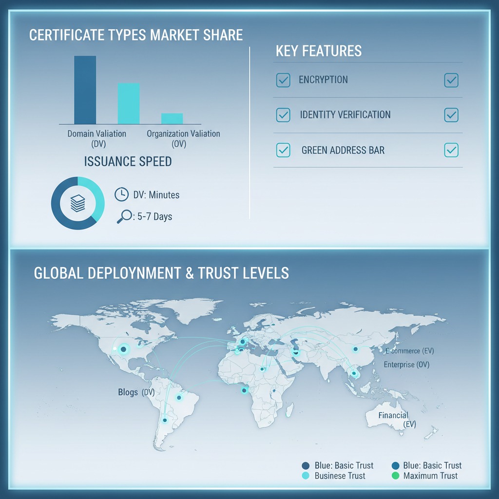 Table comparing free and paid SSL certificate features