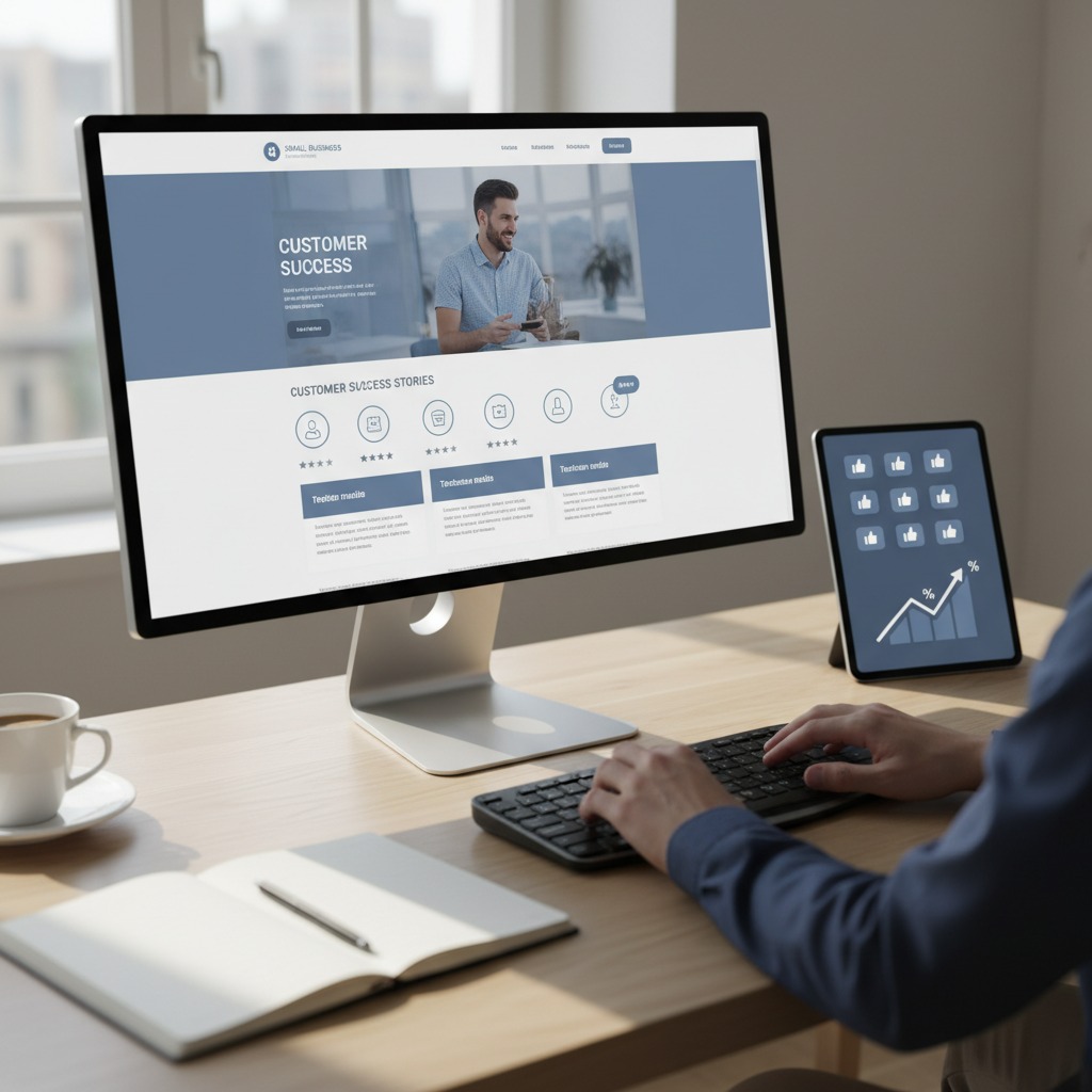 Website section showing customer testimonials with star ratings, names, and a Google review badge